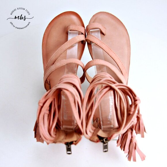 Jeffrey Campbell Glady Leather Tassel Zip Toe Loop Sandals Orange Women Size 3 - Picture 12 of 14